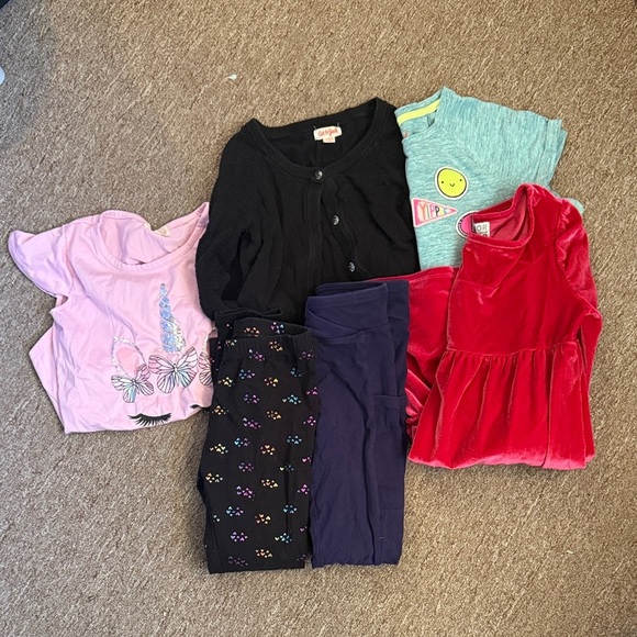 Cat & Jack Other - Girls Clothing Bundle - Unicorn Tee, Cardigan, Velvet Dress and More